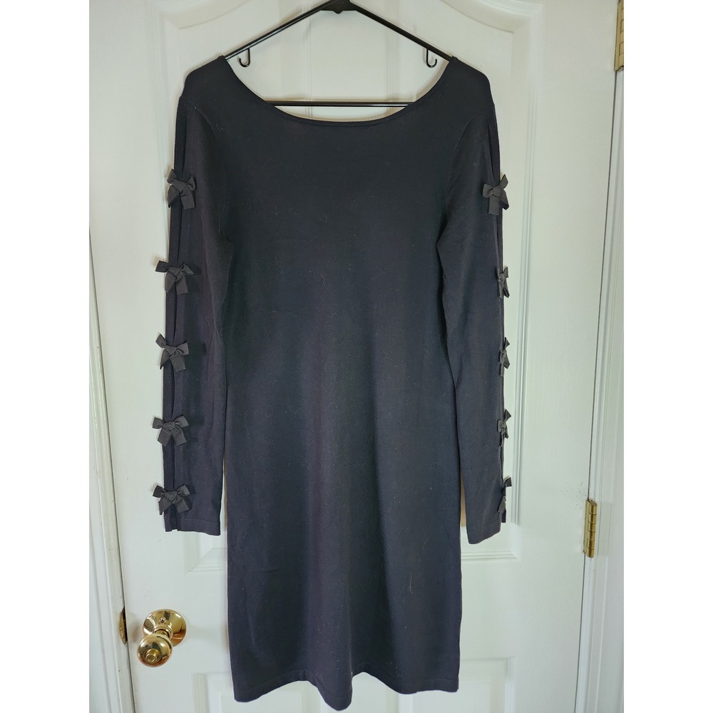 Lilly Pulitzer Black Bow Sleeve V-Neck Knit Dress 003092 Small